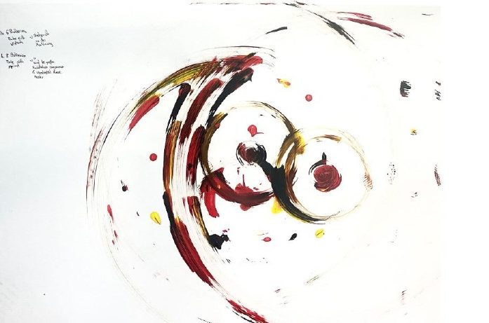 Painted circles with large blots