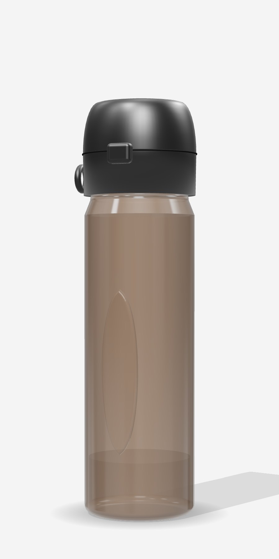 3D illustration of the plain dark drinking bottle with a black cap