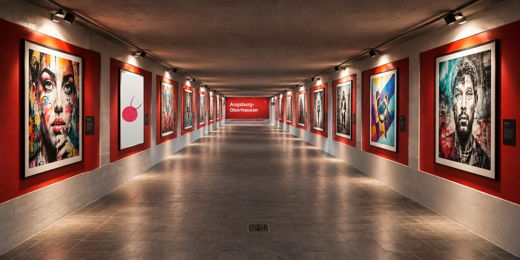 KI-generierte Konzeptvisualisierung: Unterführung am Bahnhof Augsburg-Oberhausen als Galerie
